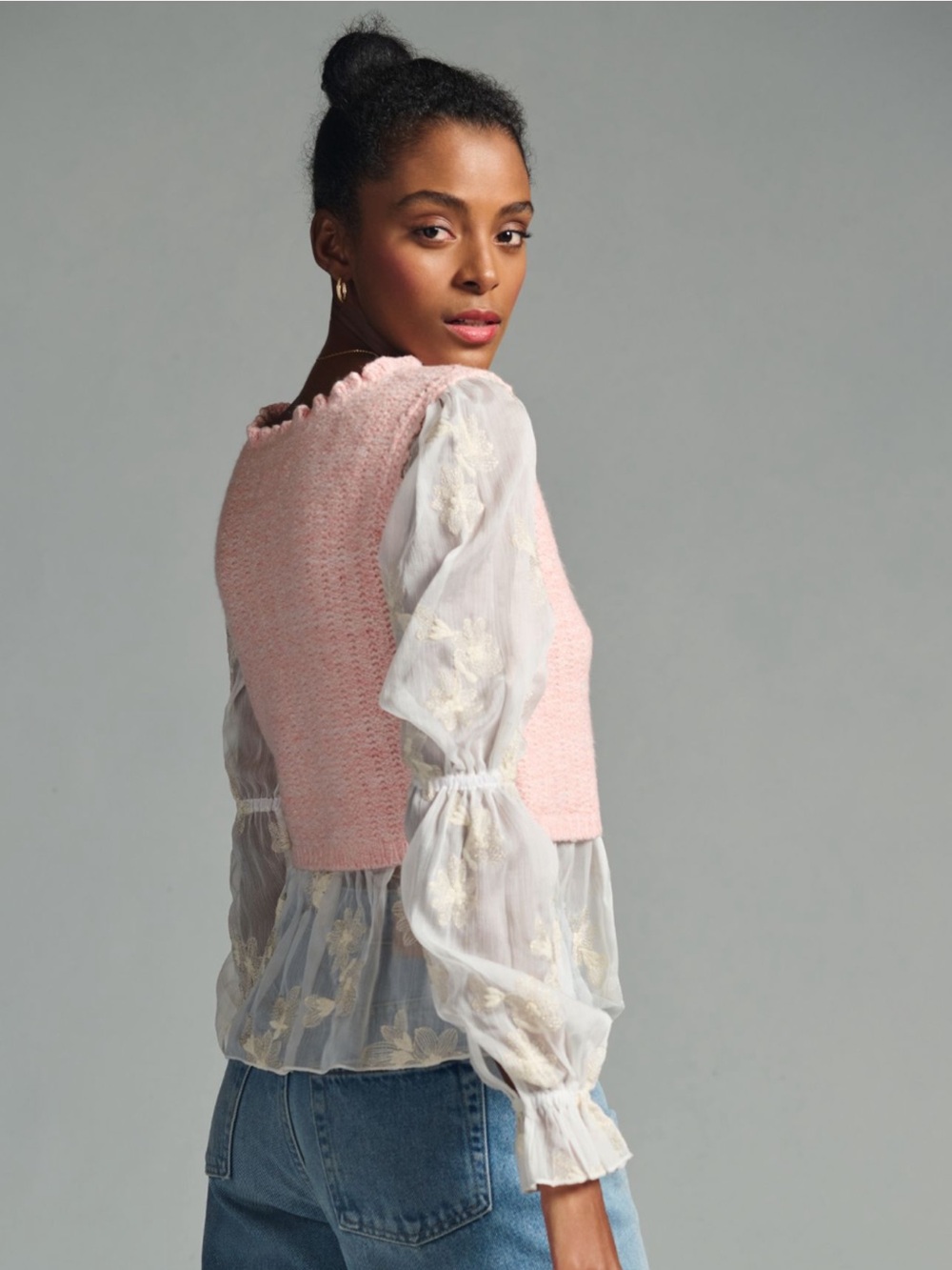 Anthropology Layered Sweater Vest w sleeves